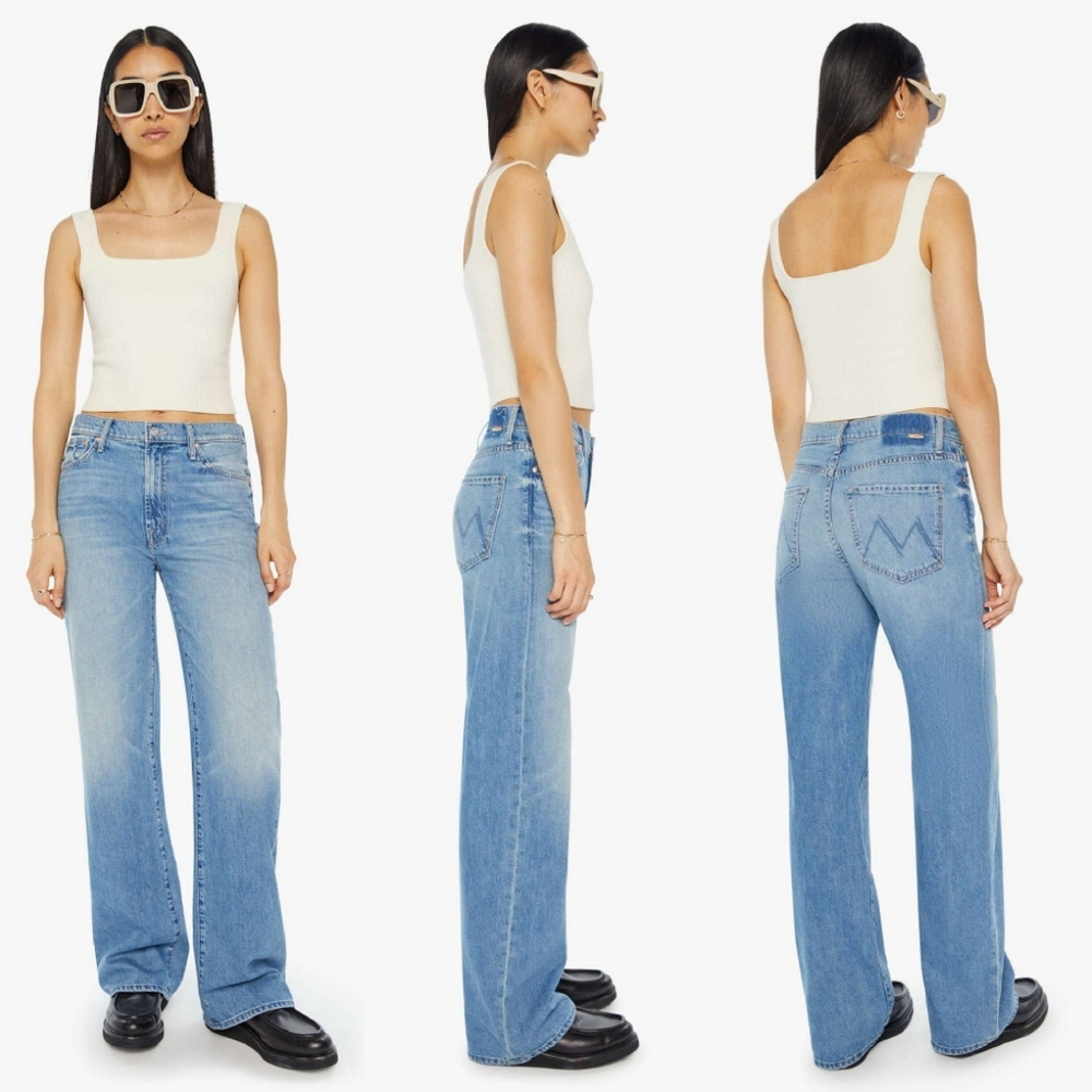 NWT Mother Denim The Dodger Sneak Wide Leg Blue Jeans 27 Tomorrow Never Knows - Picture 2 of 16